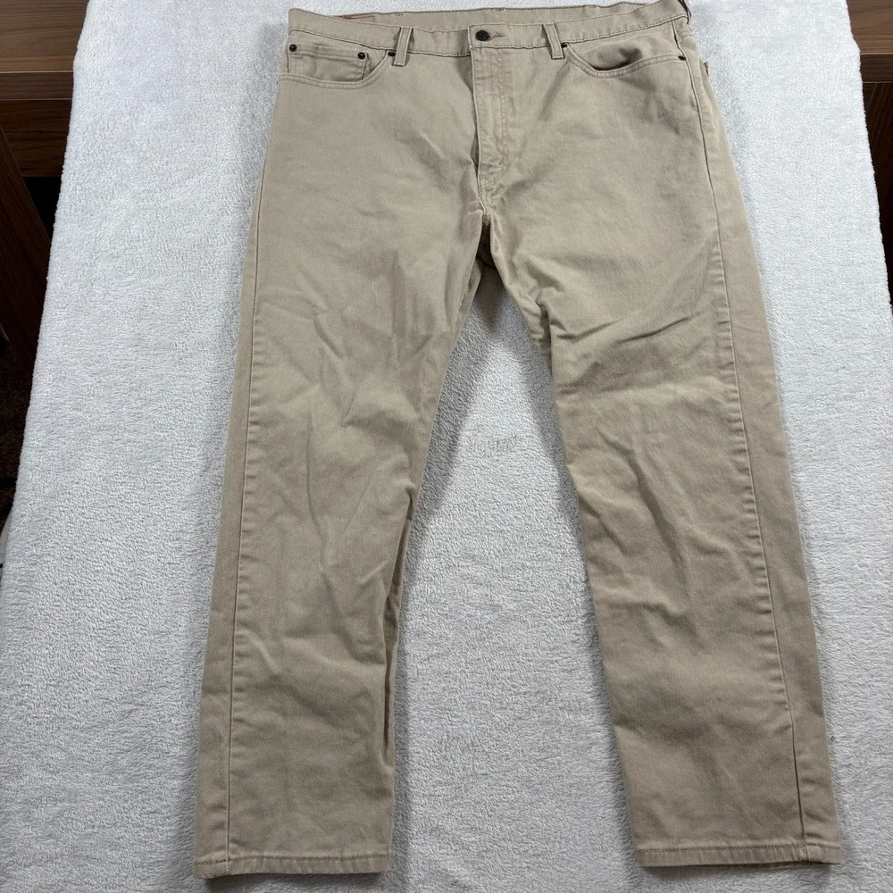 Levi's 502 Taper Fit Jeans Mens 40x30 Khaki Denim Cotton Stretch Everyday Wear‎